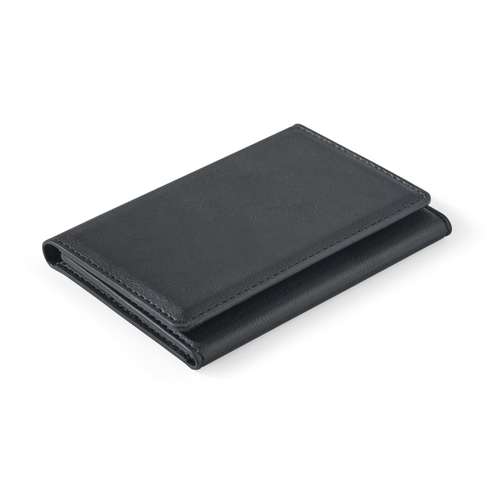 Carteira magnética em PU de grande capacidade com bloqueio RFID na cor Preto, personalizada com a logo da empresa
