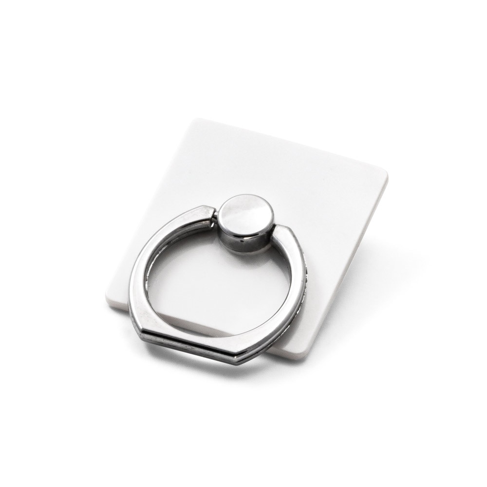 Suporte para celular em ABS na cor Branco, personalizado com a logo da empresa