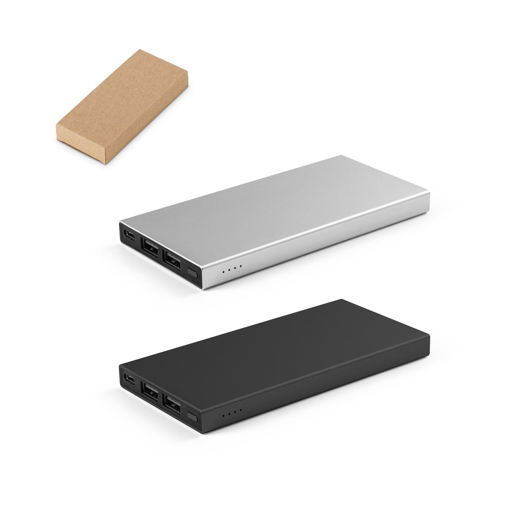 Bateria portátil em alumínio 100% reciclado (5.000 mAh) personalizada com a logo da empresa