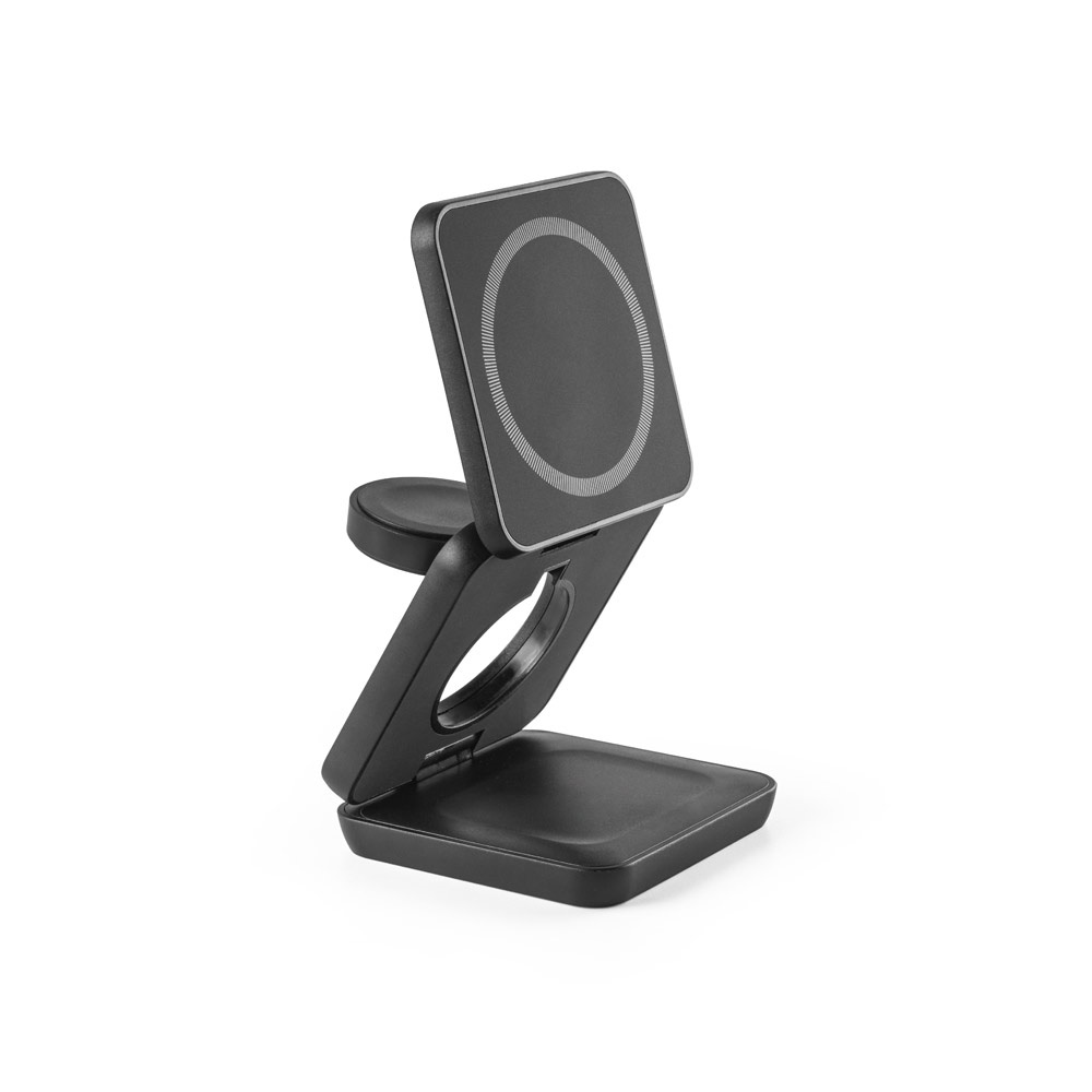 Carregador magnético por indução super-rápido (wireless), dobrável, que permite carregar três dispositivos simultaneamente, em ABS 100% reciclado, foto 6