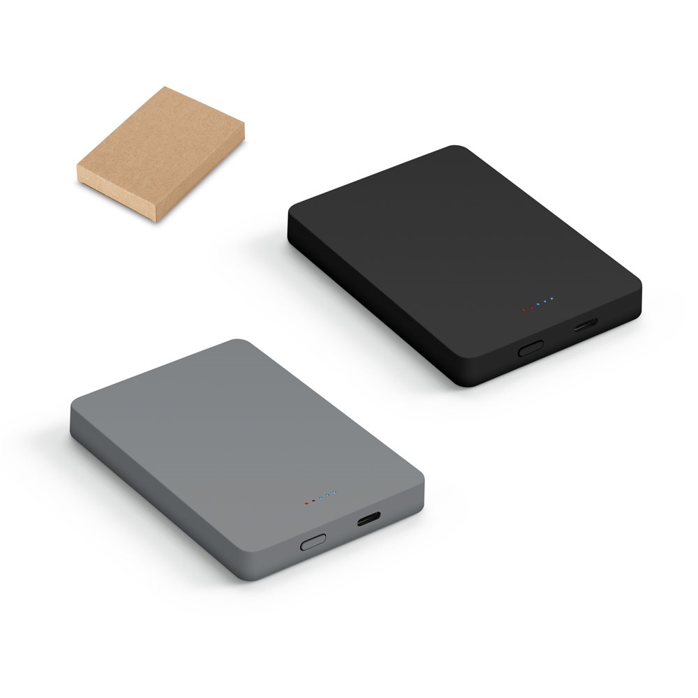 Bateria portátil 10.000 mAh com indução em ABS reciclado personalizada com a logo da empresa