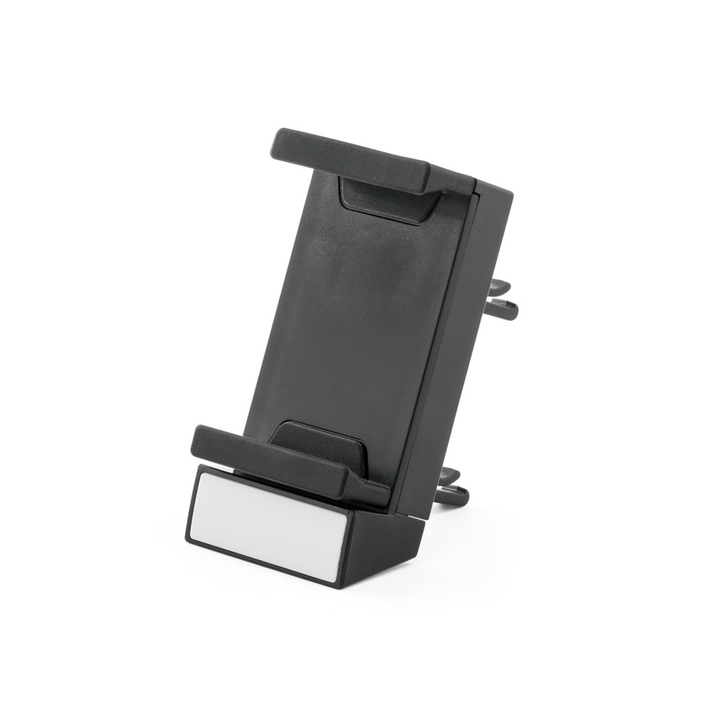 Porta celular para carro em ABS na cor Preto, personalizado com a logo da empresa
