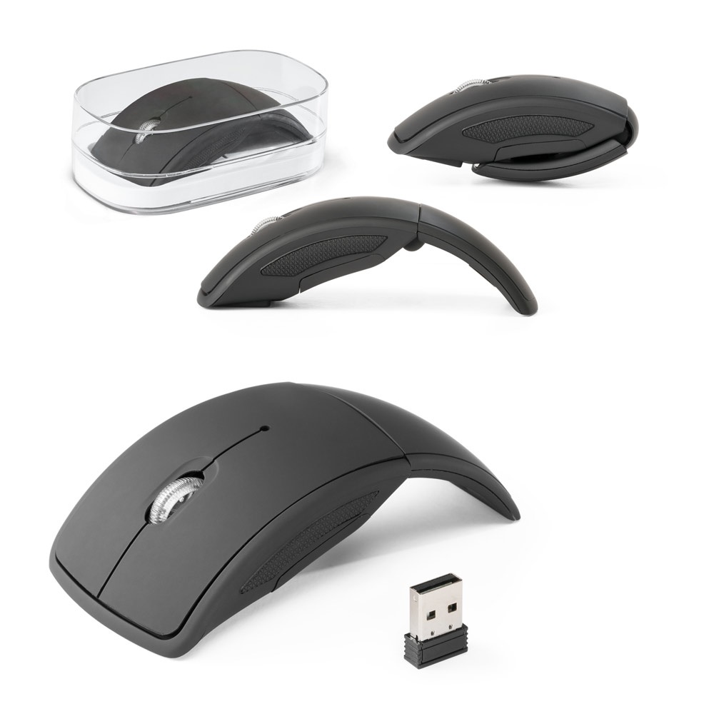 Mouse wireless dobrável 2,4G. emborrachado em ABS personalizado com a logo da empresa