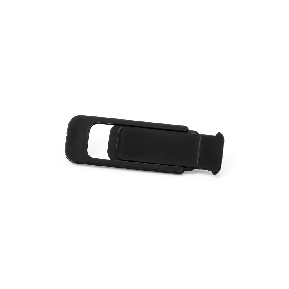 Protetor para webcam em ABS 100% reciclado na cor Preto, personalizado com a logo da empresa
