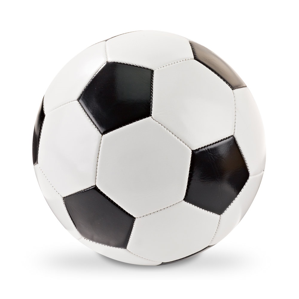 Bola de futebol em PVC na cor Preto, personalizada com a logo da empresa