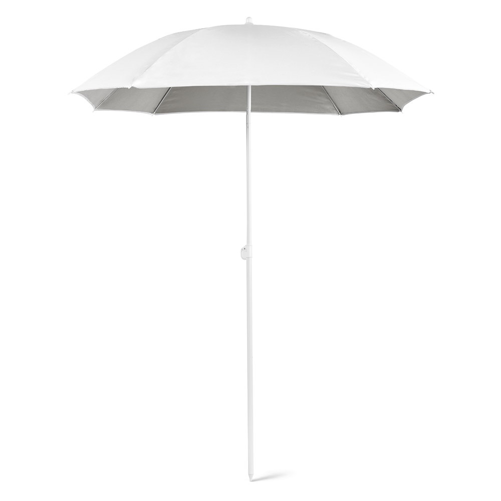 Guarda-sol em poliéster 300D na cor Branco, personalizado com a logo da empresa