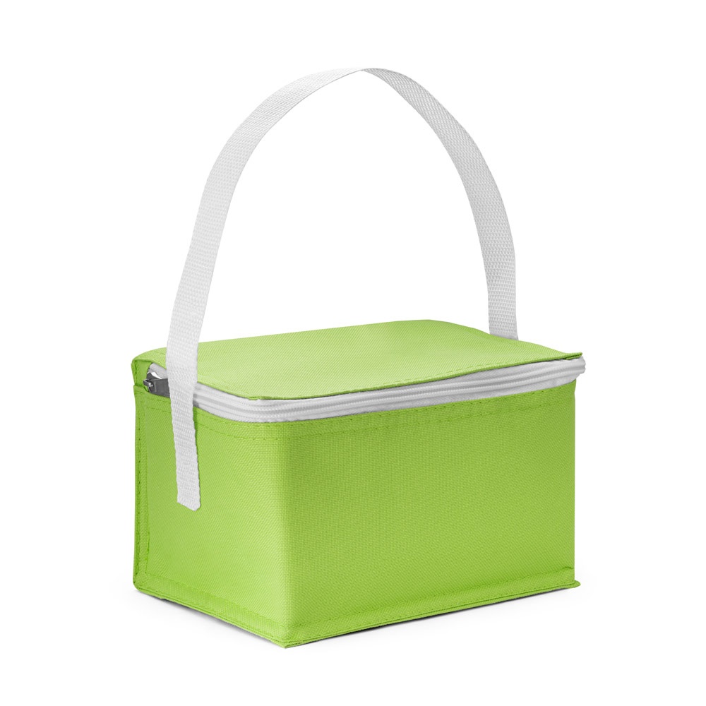 Bolsa térmica em 600D 3 litros personalizada com a logo da empresa, na cor verde claro