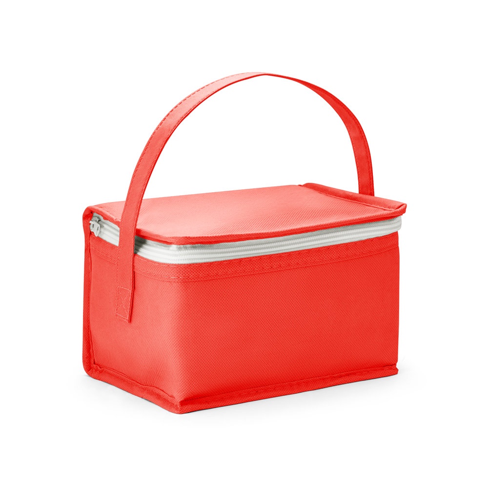 Bolsa térmica em non-woven (80 g/m²) 3 litros personalizada com a logo da empresa, na cor vermelho