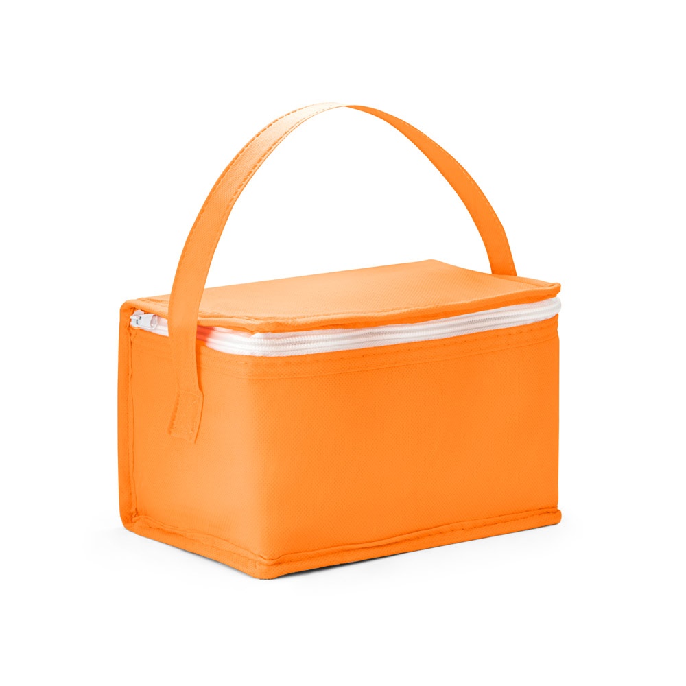 Bolsa térmica em non-woven (80 g/m²) 3 litros personalizada com a logo da empresa, na cor laranja