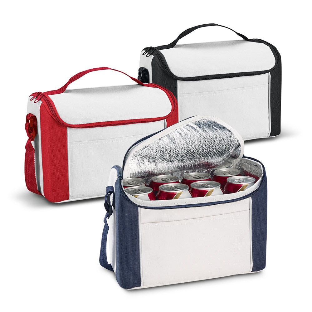 Bolsa térmica em 600D 8 litros com bolso frontal personalizada com a logo da empresa