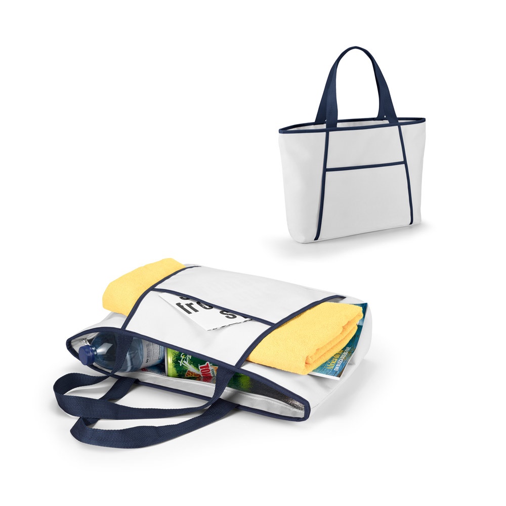 Sacola térmica em 600D 14 litros com bolso frontal personalizada com a logo da empresa
