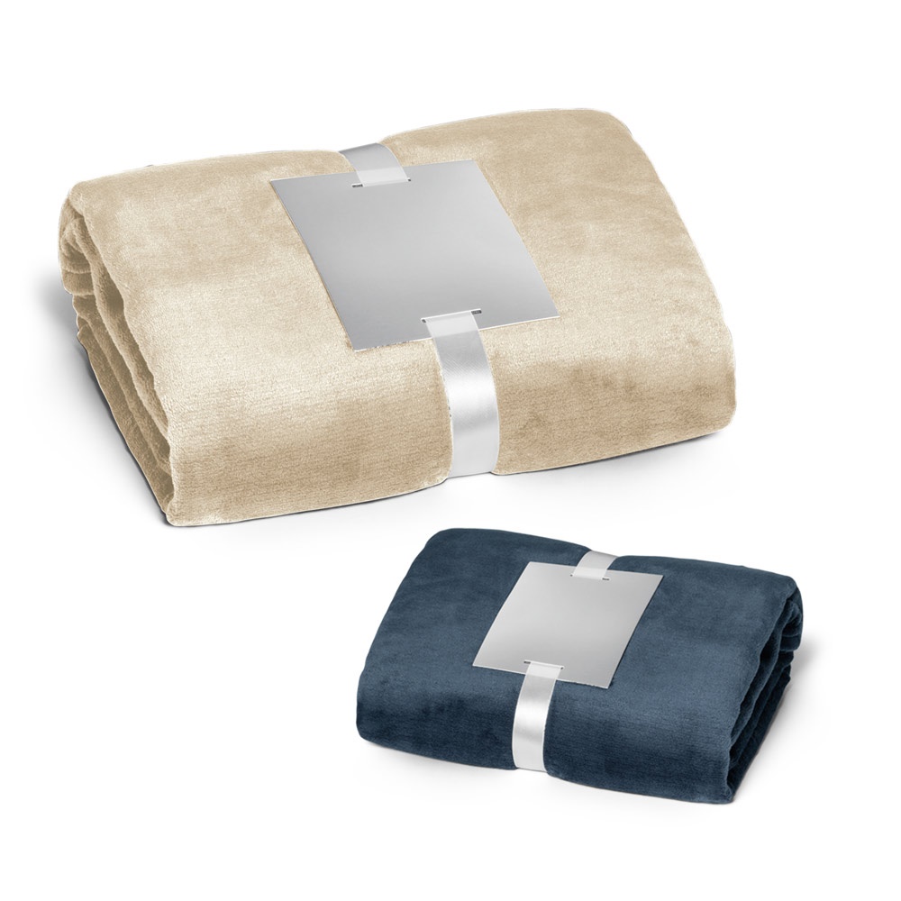 Manta em tecido polar (240 g/m²) com acabamento aveludado personalizada com a logo da empresa