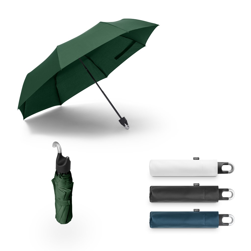 Guarda-chuva dobrável manual de 21" em pongee reciclado personalizado com a logo da empresa