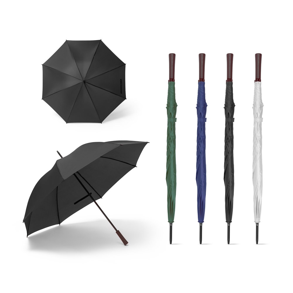 Guarda-chuva manual em poliéster 190T de 127 cm com pega de madeira personalizado com a logo da empresa