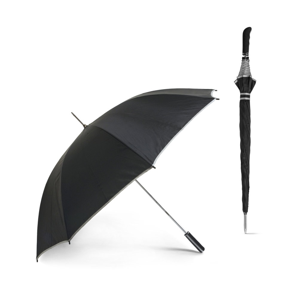 Guarda-chuva em poliéster 190T com pega em EVA personalizado com a logo da empresa