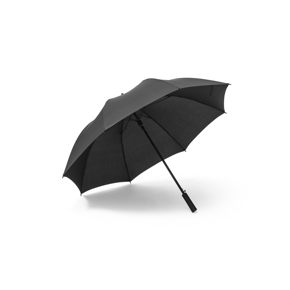 Guarda-chuva de poliéster em pongee 190T com abertura automática na cor Preto, personalizado com a logo da empresa