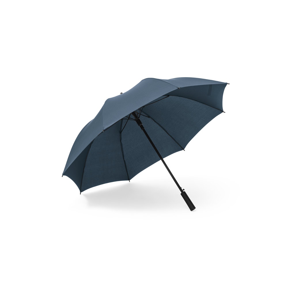 Guarda-chuva de poliéster em pongee 190T com abertura automática personalizado com a logo da empresa, na cor azul