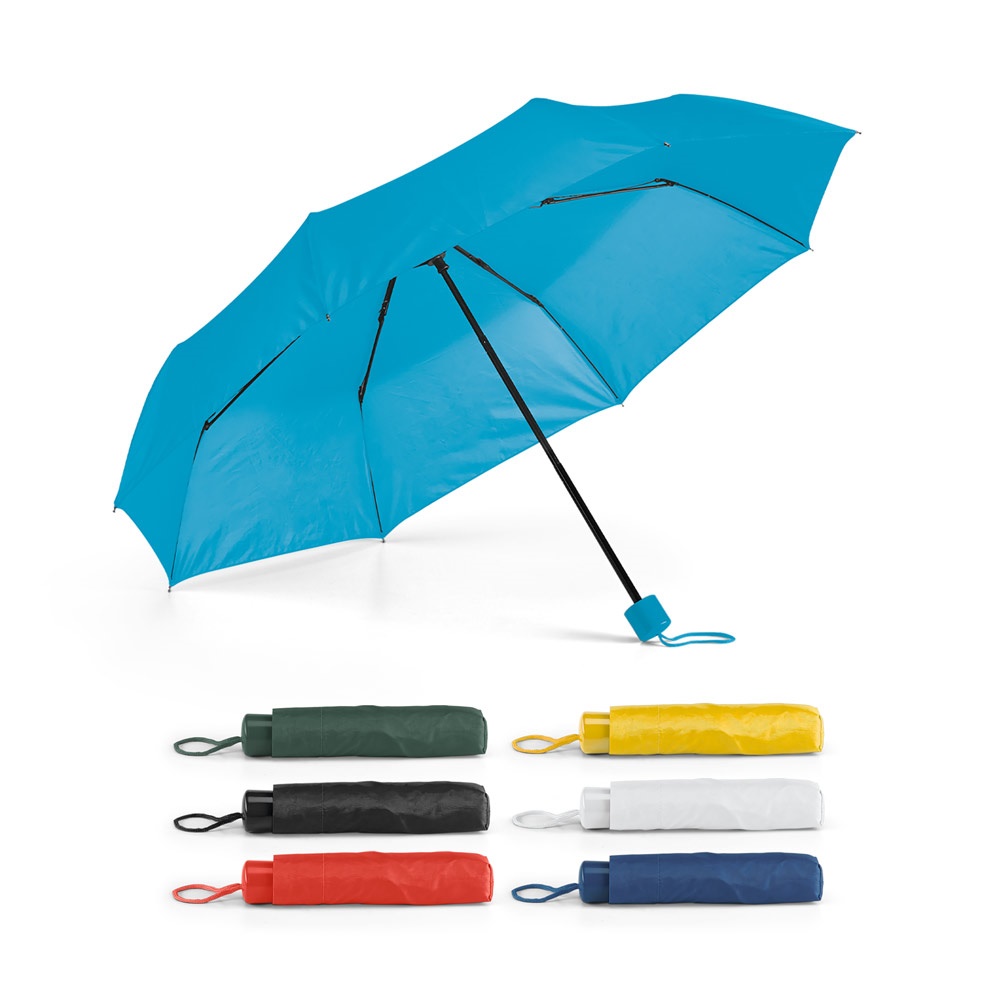 Guarda-chuva dobrável manual em poliéster 190T com bolsa personalizado com a logo da empresa