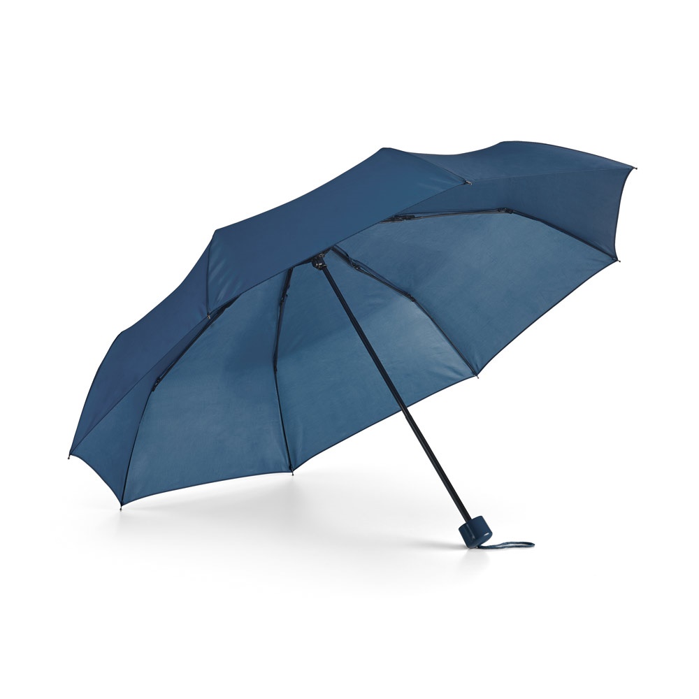 Guarda-chuva dobrável manual em poliéster 190T com bolsa personalizado com a logo da empresa, na cor azul