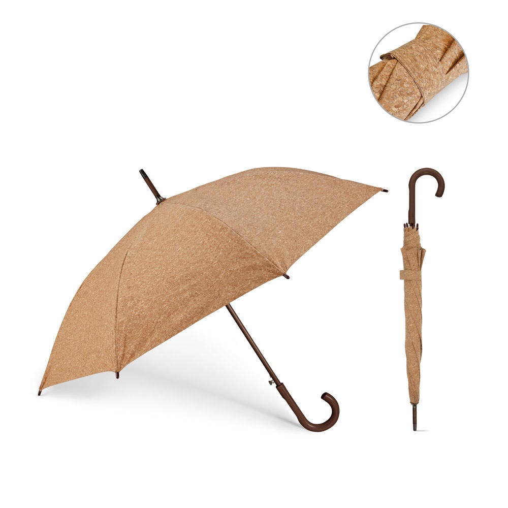 Guarda-chuva em cortiça com abertura automática personalizado com a logo da empresa