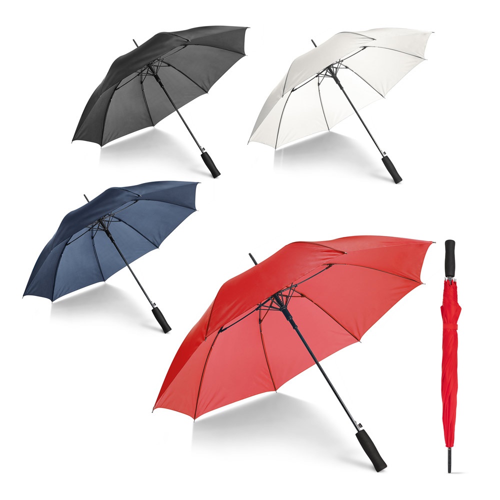 Guarda-chuva automático em pongee 190T com pega em EVA personalizado com a logo da empresa