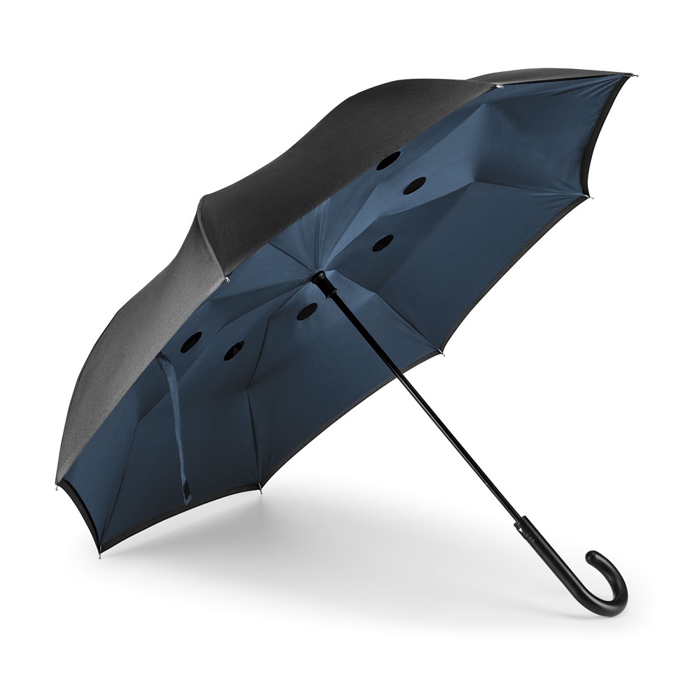 Guarda-chuva, reversível, em poliéster pongee 190T personalizado com a logo da empresa, na cor azul