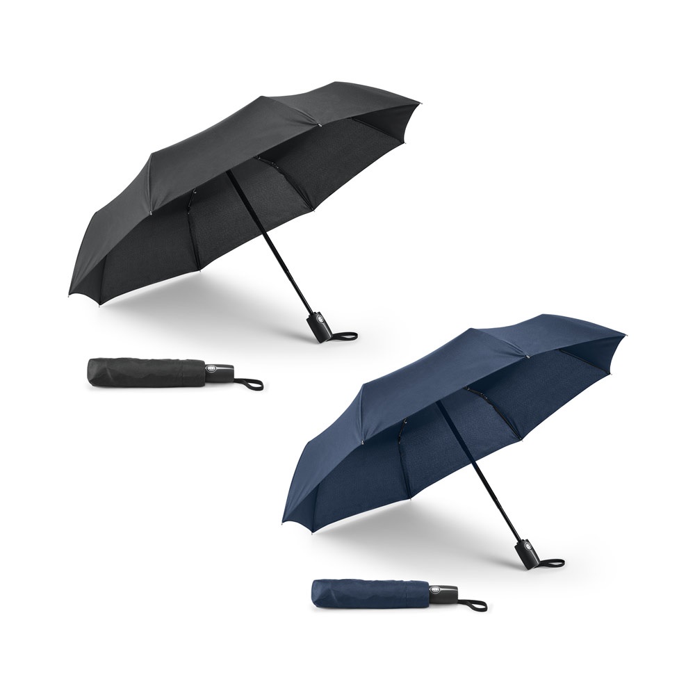 Guarda-chuva, dobrável, em pongee 190T com abertura e fecho automático personalizado com a logo da empresa