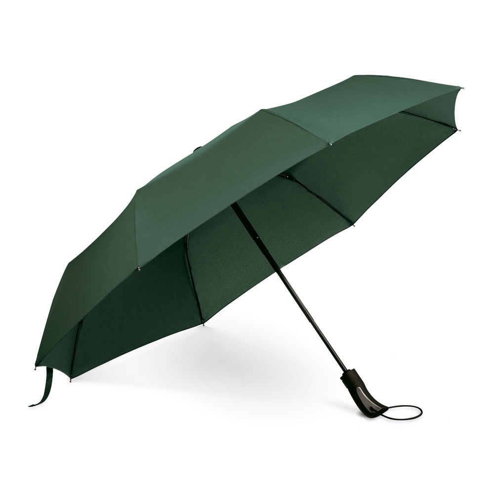 Guarda-chuva, dobrável, em 190T pongee com abertura e fecho automático na cor Verde escuro, personalizado com a logo da empresa