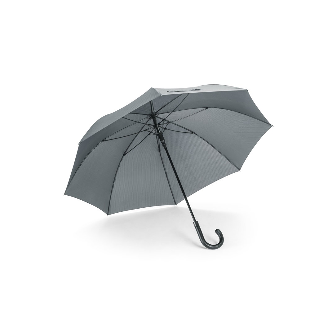 Guarda-chuva de poliéster em 190T pongee com abertura automática na cor Cinza, personalizado com a logo da empresa