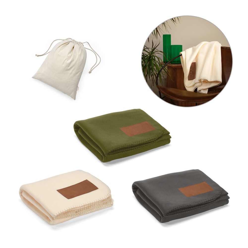 Manta em tecido polar, 100% poliéster reciclado (100% RPET) (140 g/m²) personalizada com a logo da empresa