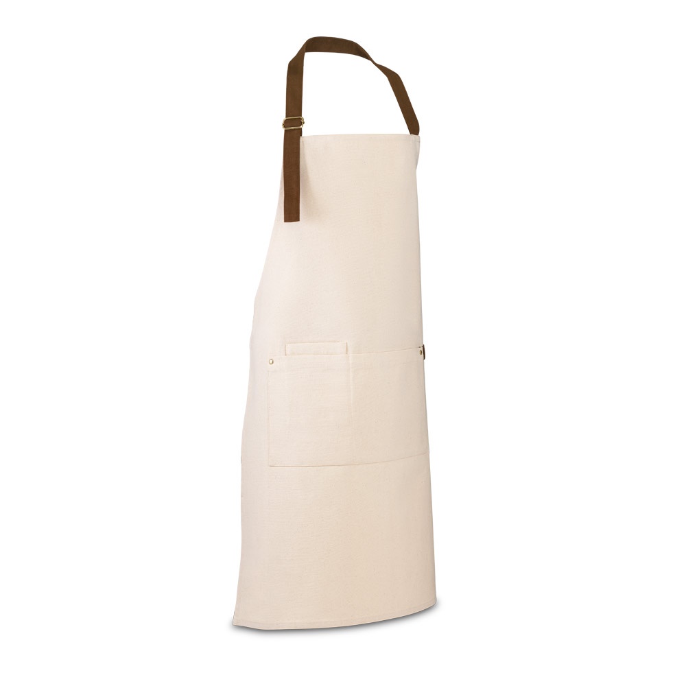 Avental 100% algodão canvas (320 g/m²) na cor Natural claro, personalizado com a logo da empresa