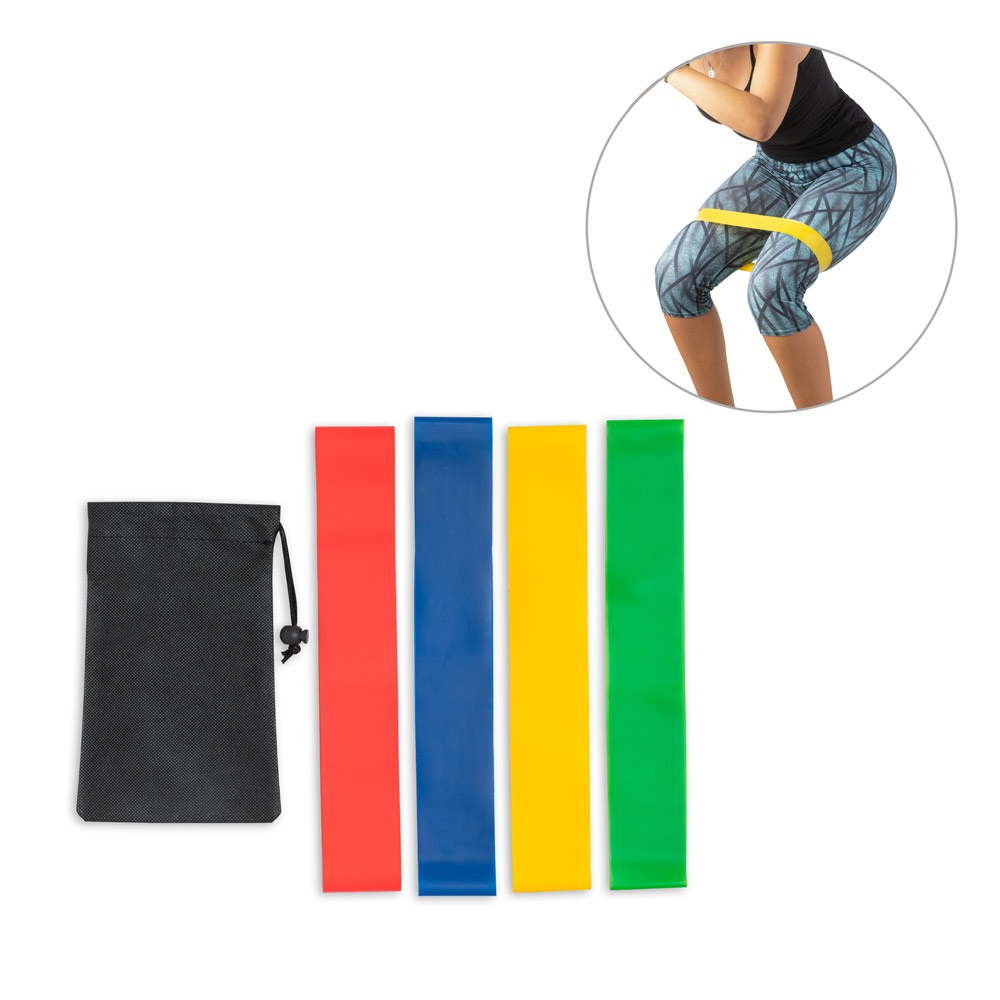 Conjunto de 4 bandas elásticas de ginástica com bolsa de non-woven, foto 1