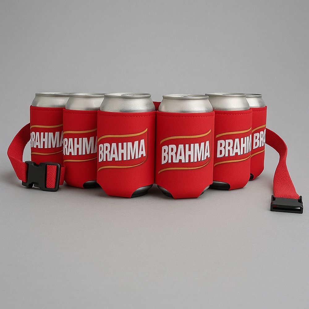 Cartucheira Cinto Porta Lata 6 Latas com a logo da empresa