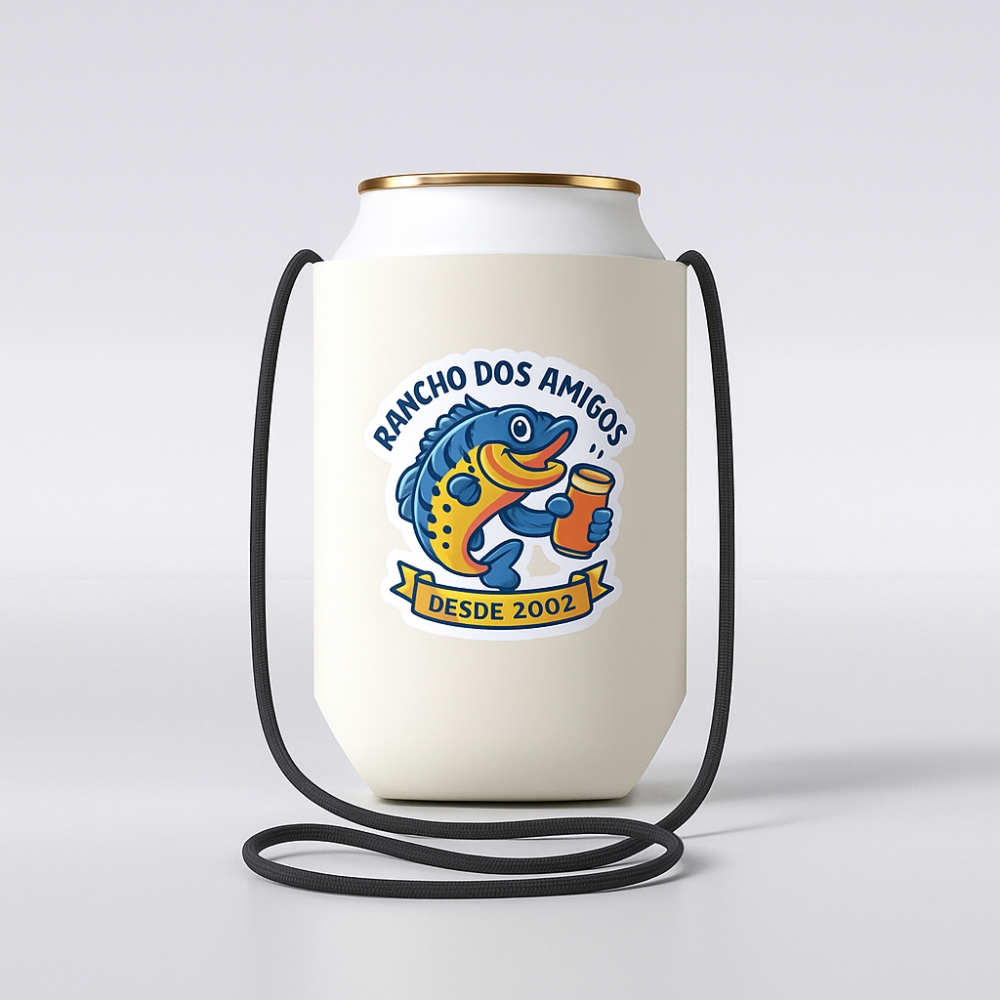 Porta latas com cordão personalizado com a logo da empresa