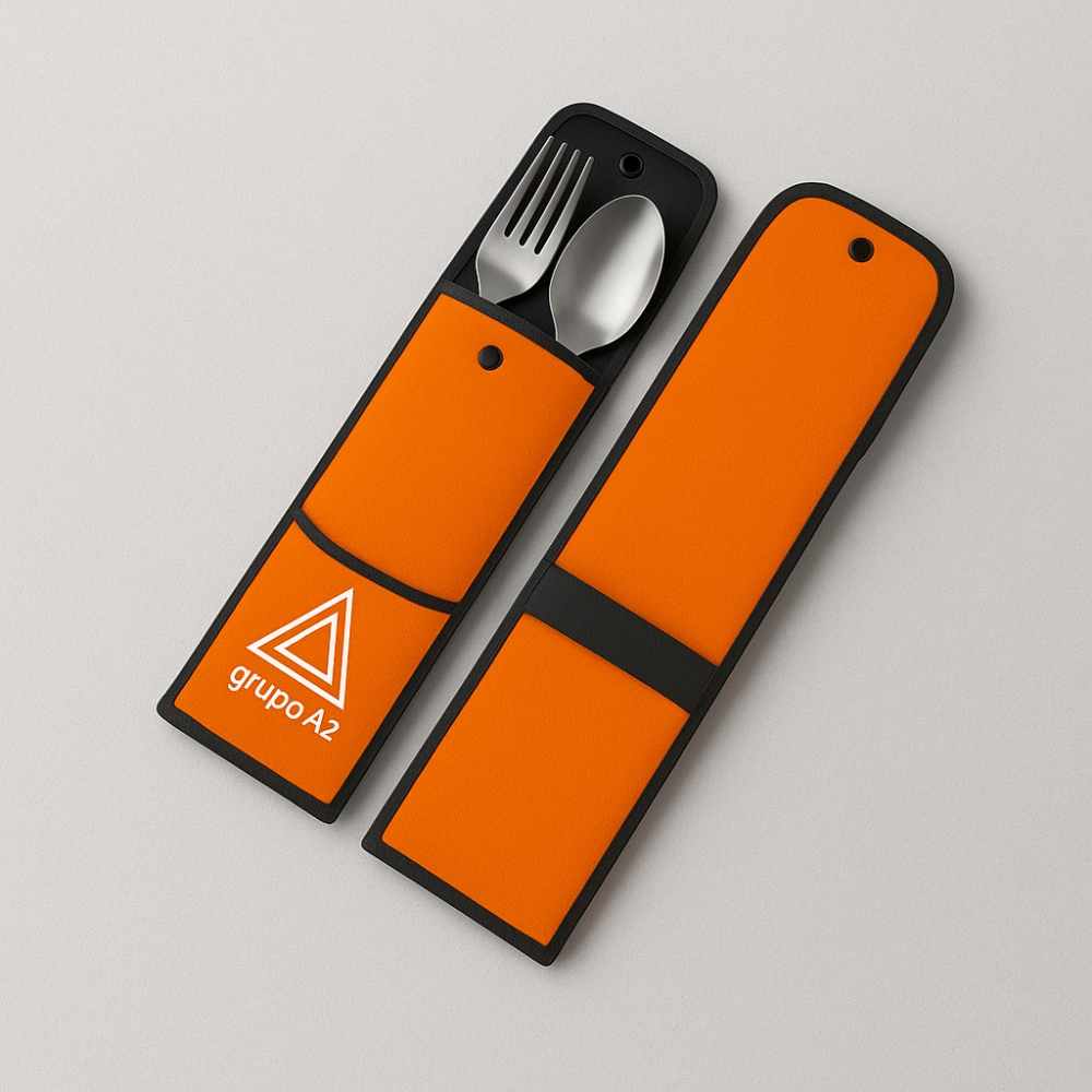 Porta Talheres em Neoprene personalizado com a logo da empresa