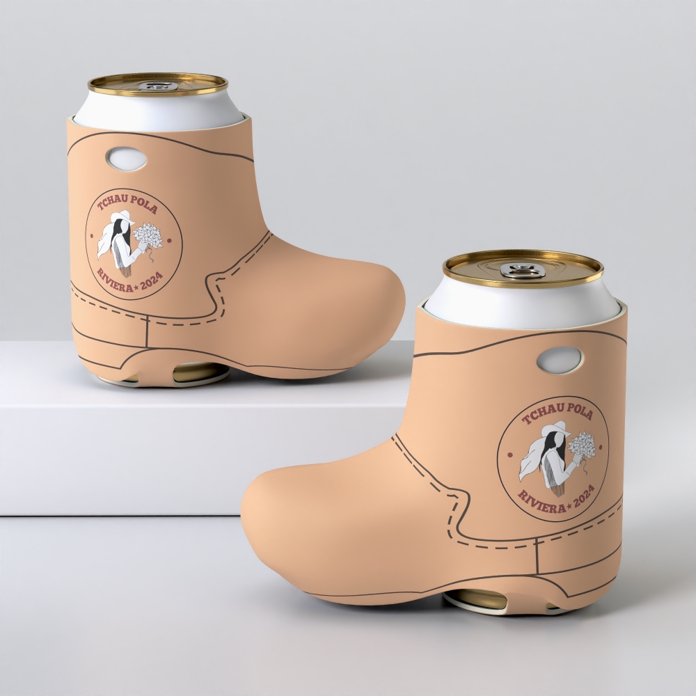 Porta Latas Botinha personalizado com a logo da empresa