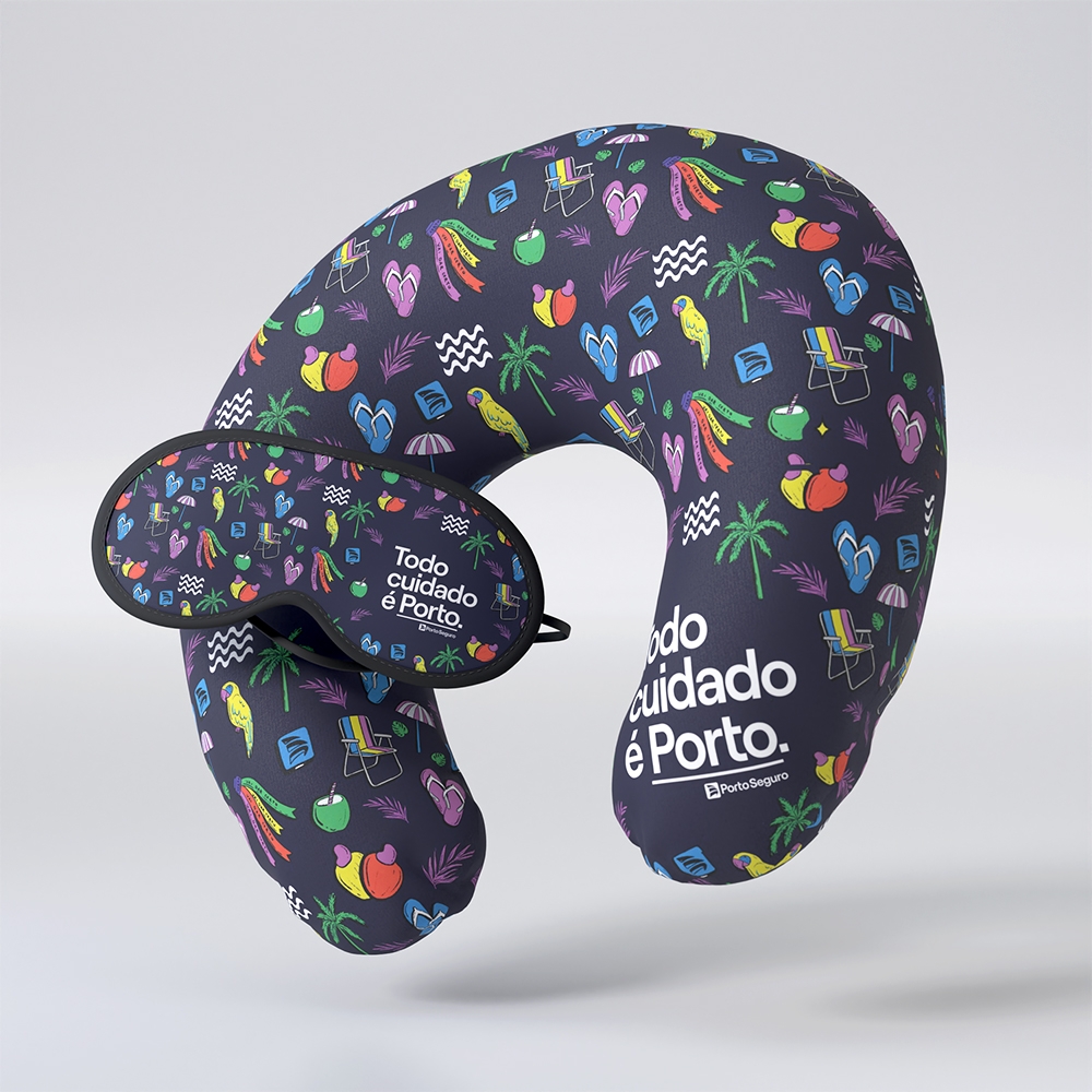 Kit Viagem 2 Almofada de Pescoço + Máscara Dormir personalizado com a logo da empresa