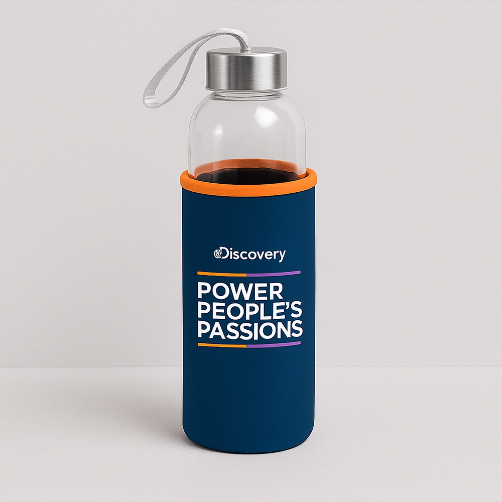 Squeeze Vidro e Aço Inox personalizado com a logo da empresa