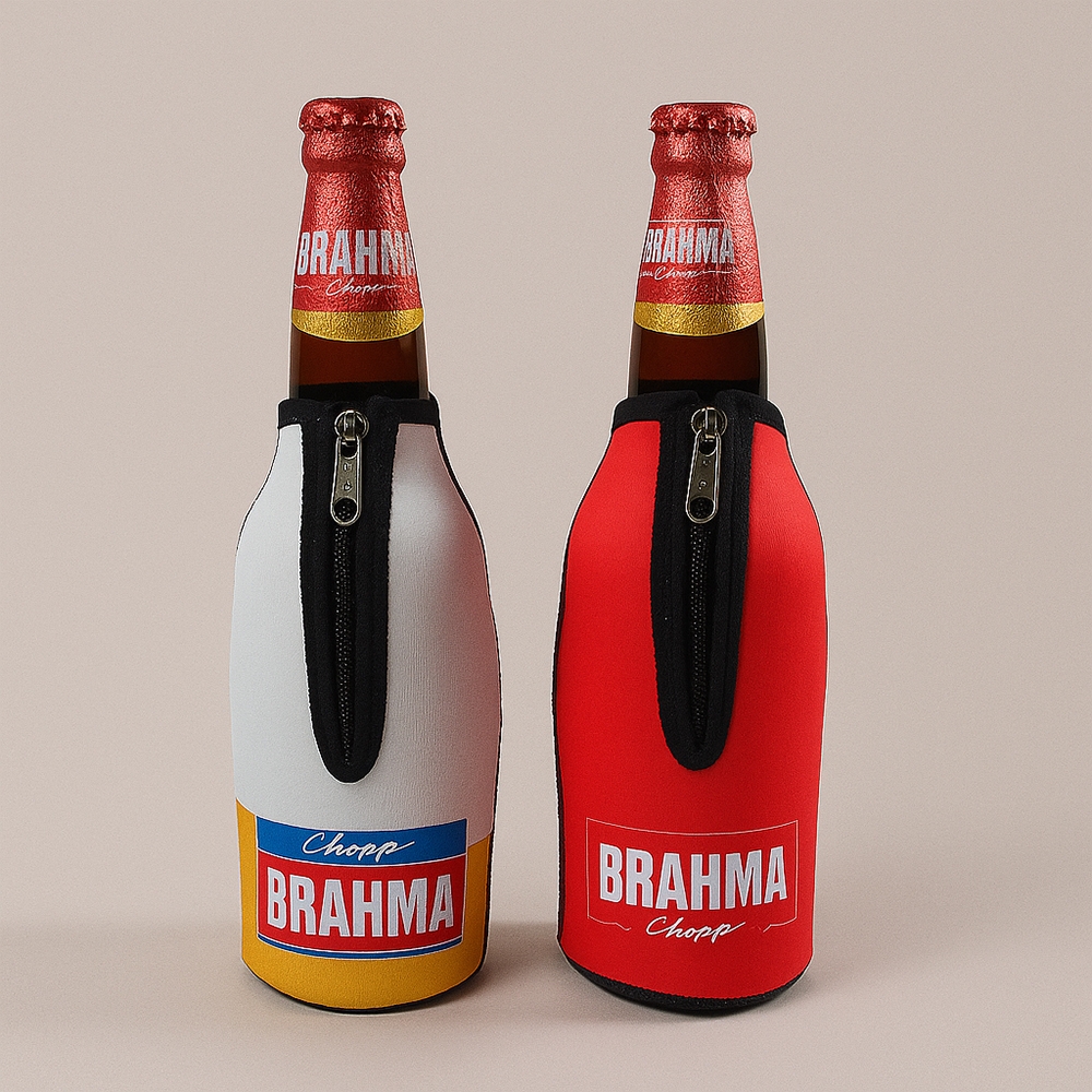 Porta Garrafa 600ml com Zíper personalizado com a logo da empresa