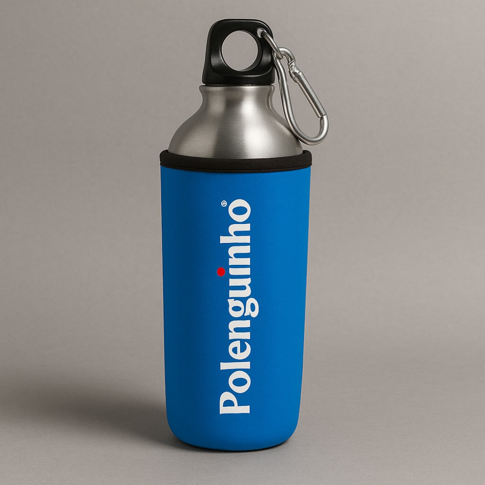 Squeeze De Alumínio com Capa Estampada em Neoprene personalizado com a logo da empresa