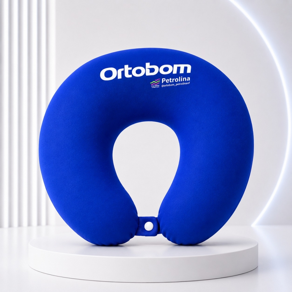 Almofada de Pescoço Oxford Com Botão personalizada com a logo da empresa