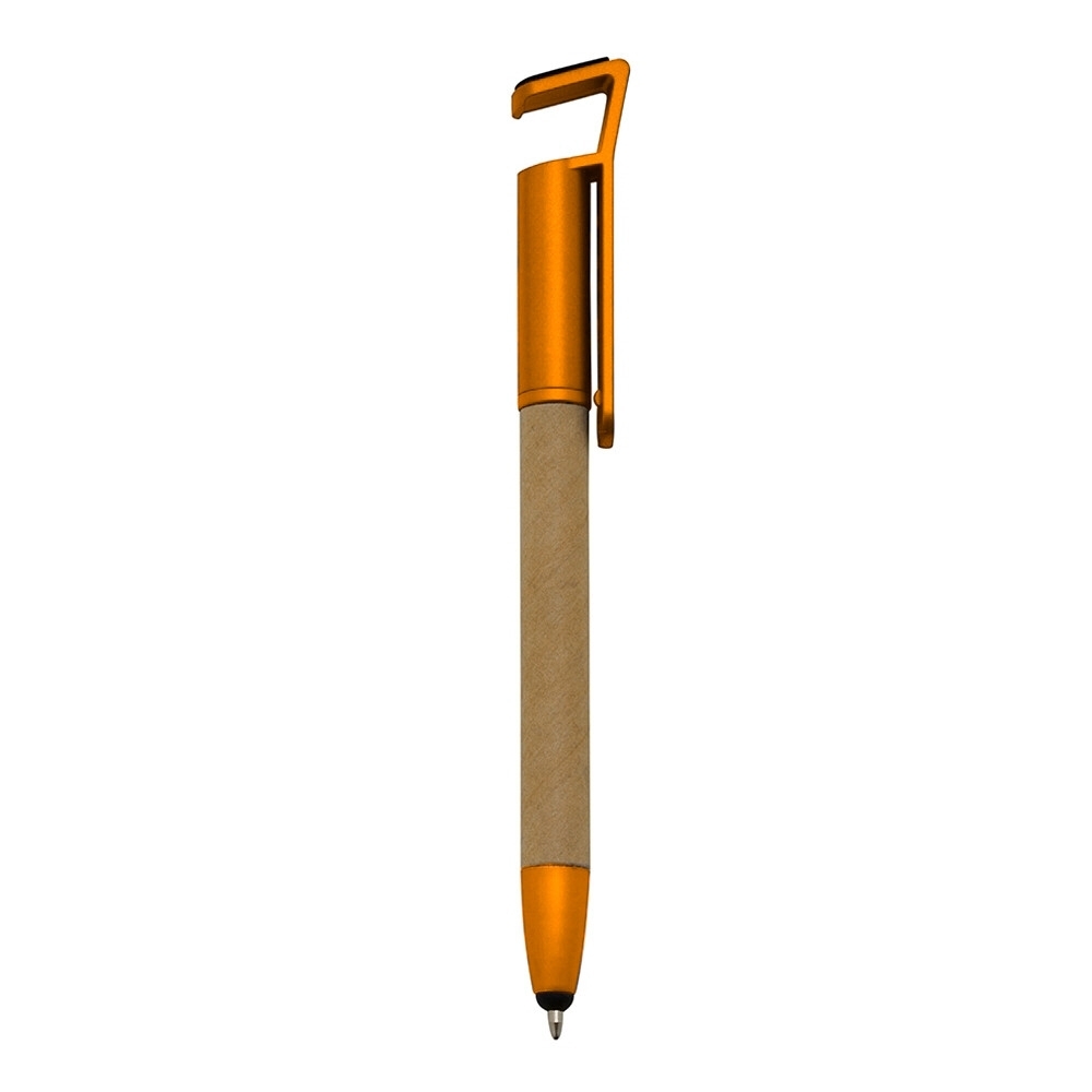 Caneta ecológica base touch para celular personalizada com a logo da empresa, na cor dourado