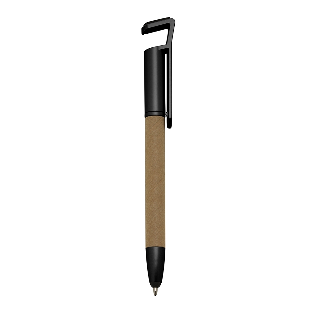 Caneta ecológica base touch para celular na cor Preto, personalizada com a logo da empresa