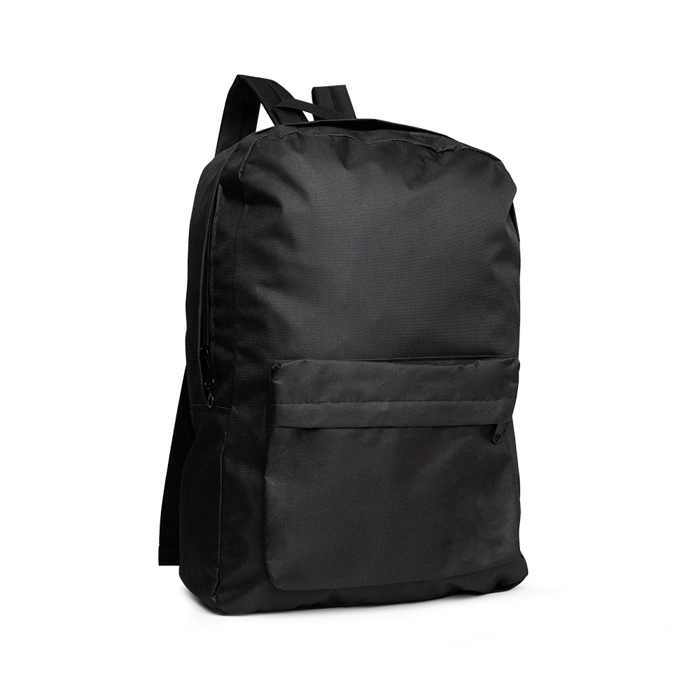 Mochila de nylon 17 litros para notebook com 2 compartimentos na cor Preto, personalizada com a logo da empresa