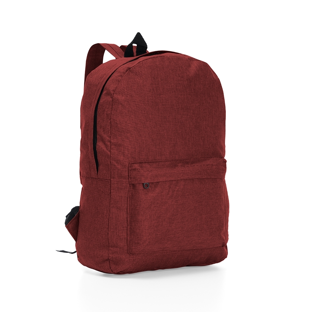 Mochila de nylon 17 litros para notebook com 2 compartimentos personalizada com a logo da empresa, na cor vermelho