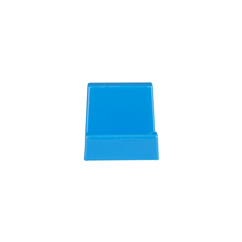 Suporte para celular em acrílico opaco personalizado com a logo da empresa, na cor azul claro