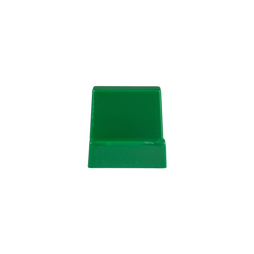 Suporte para celular em acrílico opaco personalizado com a logo da empresa, na cor verde