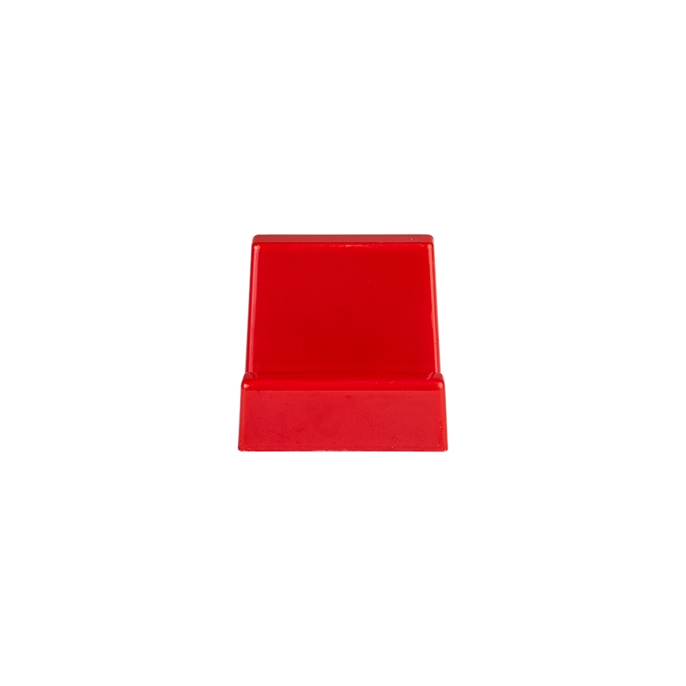 Suporte para celular em acrílico opaco personalizado com a logo da empresa, na cor vermelho