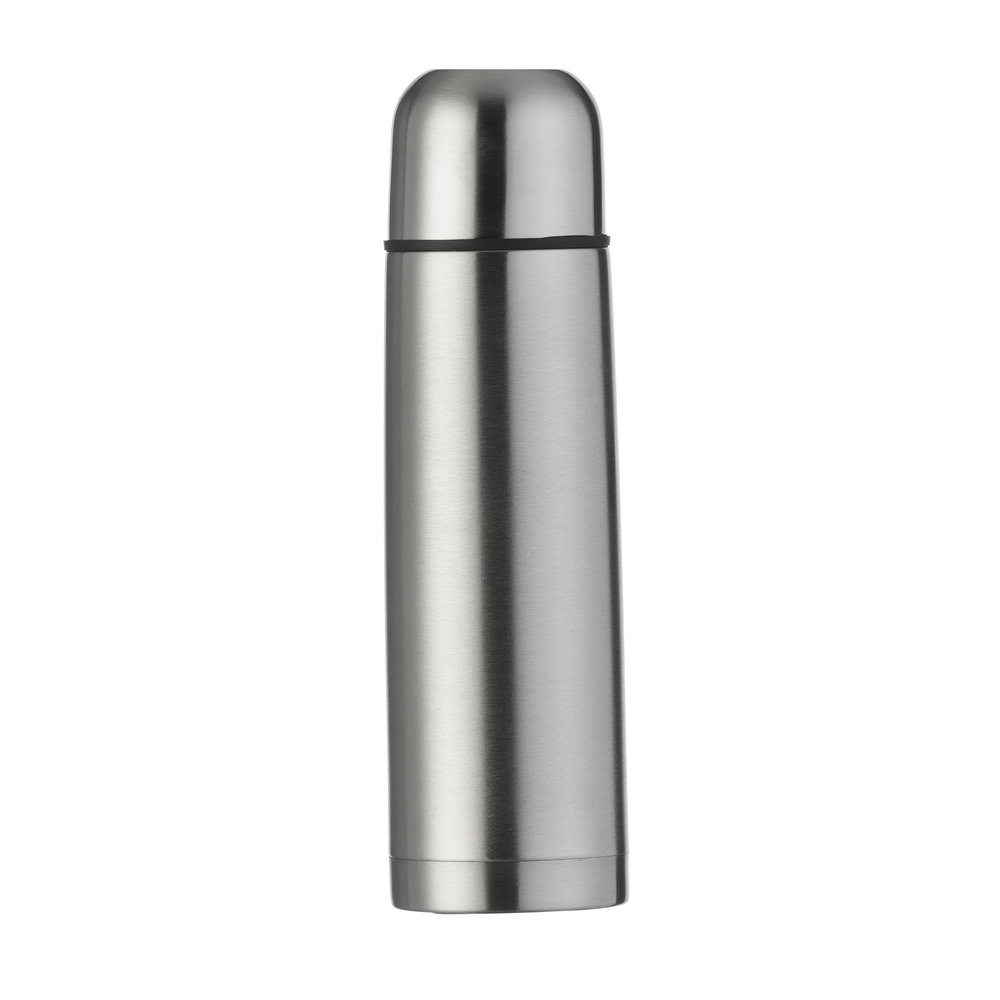 Garrafa térmica inox 500 ml com capa e alça na cor Inox, personalizada com a logo da empresa