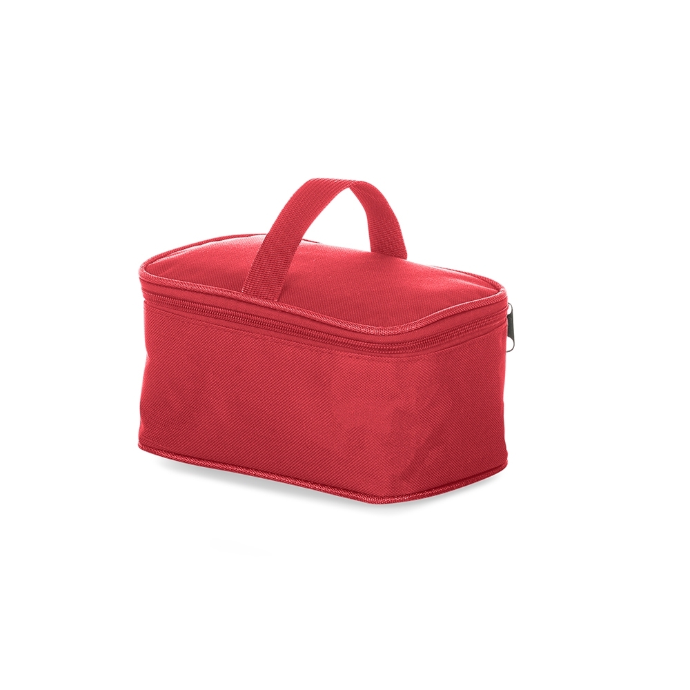 Bolsa térmica 3 litros de nylon personalizada com a logo da empresa, na cor vermelho